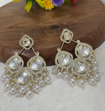 Kundan Earrings Indian Earrings Gold Jhumkas Gold Kundan Earrings Pakistani Earrings Pearl and Kundan Earrings