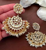 Kundan earrings, Polki Kundan Chandbali, Indian Earrings, pearl earrings, Pakistani Earrings, bollywood Earrings, Kundan Jewelry