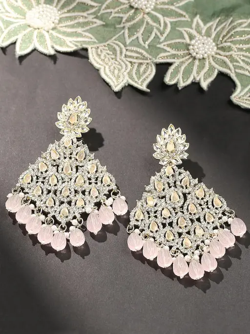 Austrian Stone And Beads Earrings, Indian Wedding jewellery, bridal,bollywood jewelry, prom, zirconia danglers (Copy)