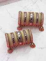 Designer Mirror & Velvet Bridal Bangle Set with Jhumki | Traditional Indian Wedding Chuda Set for Women