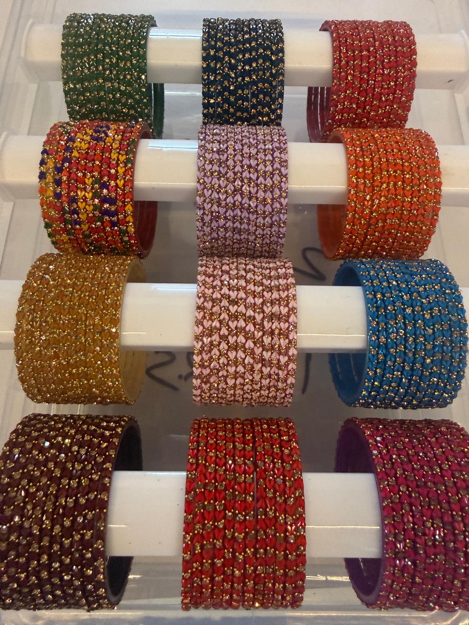 Heart Shape Glass Bangles Combo Set, 12 Colors Traditional Indian Bangles Set, Bridal Bangle Elegant Indian Traditional Chudi Set for Bridal & Festive Wear
