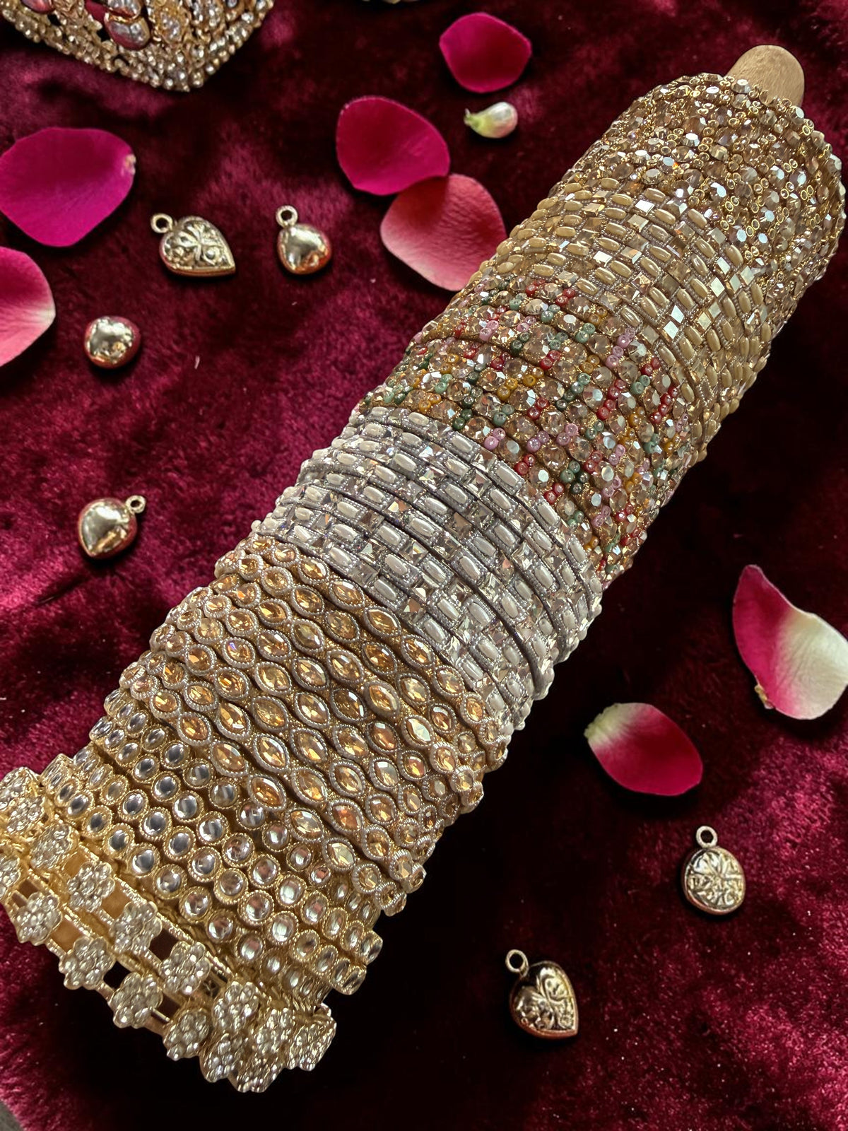 Luxury GoldSilver Combo Box Bangles Kada Set | Golden Side Stone Indian Bridal Jewellery | Wedding Bangle Collection