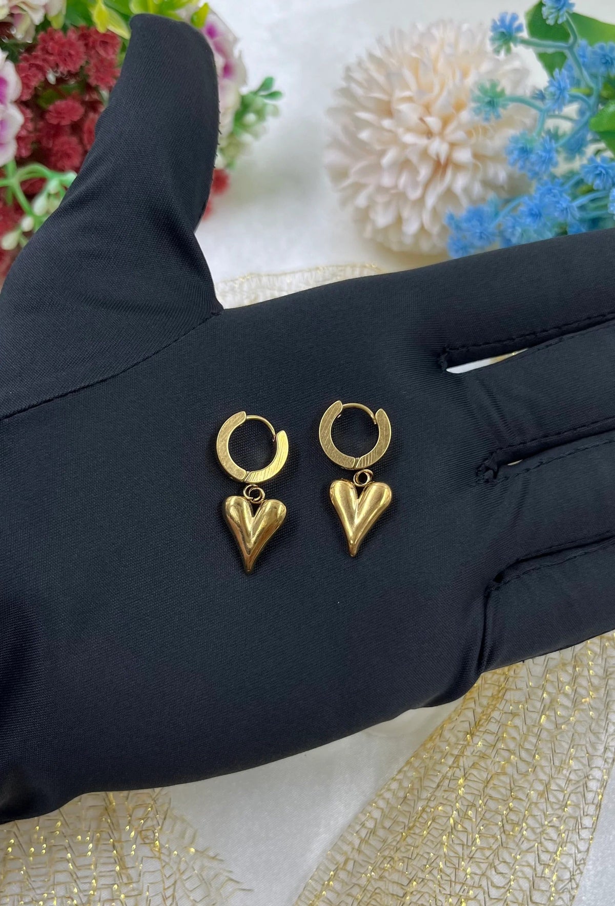 Heart Shape Gold-Plated Earring Set Skin-Friendly & Lightweight | Indian Jewellery Traditional Gold Plated Earning Set
