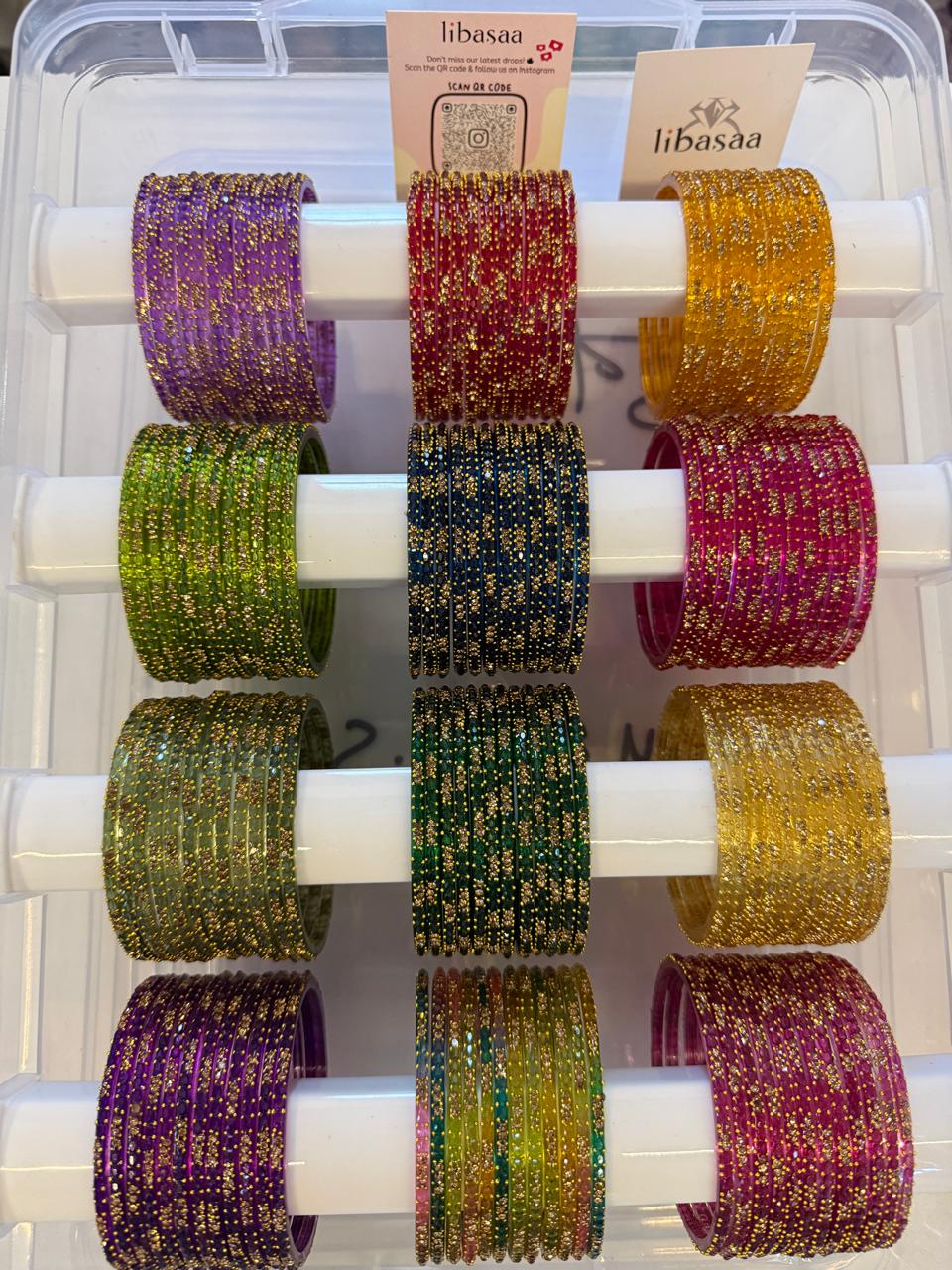 Glass Bangles Combo Set, 12 Colors Traditional Indian Bangles Set, Bridal Bangle Elegant Indian Traditional Chudi Set for Bridal & Festive Wear