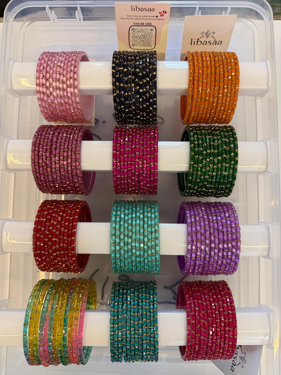 Square Stone Glass Bangles Combo Set, 12 Colors Traditional Indian Bangles Set, Bridal Bangle Elegant Indian Traditional Chudi Set for Bridal & Festive Wear