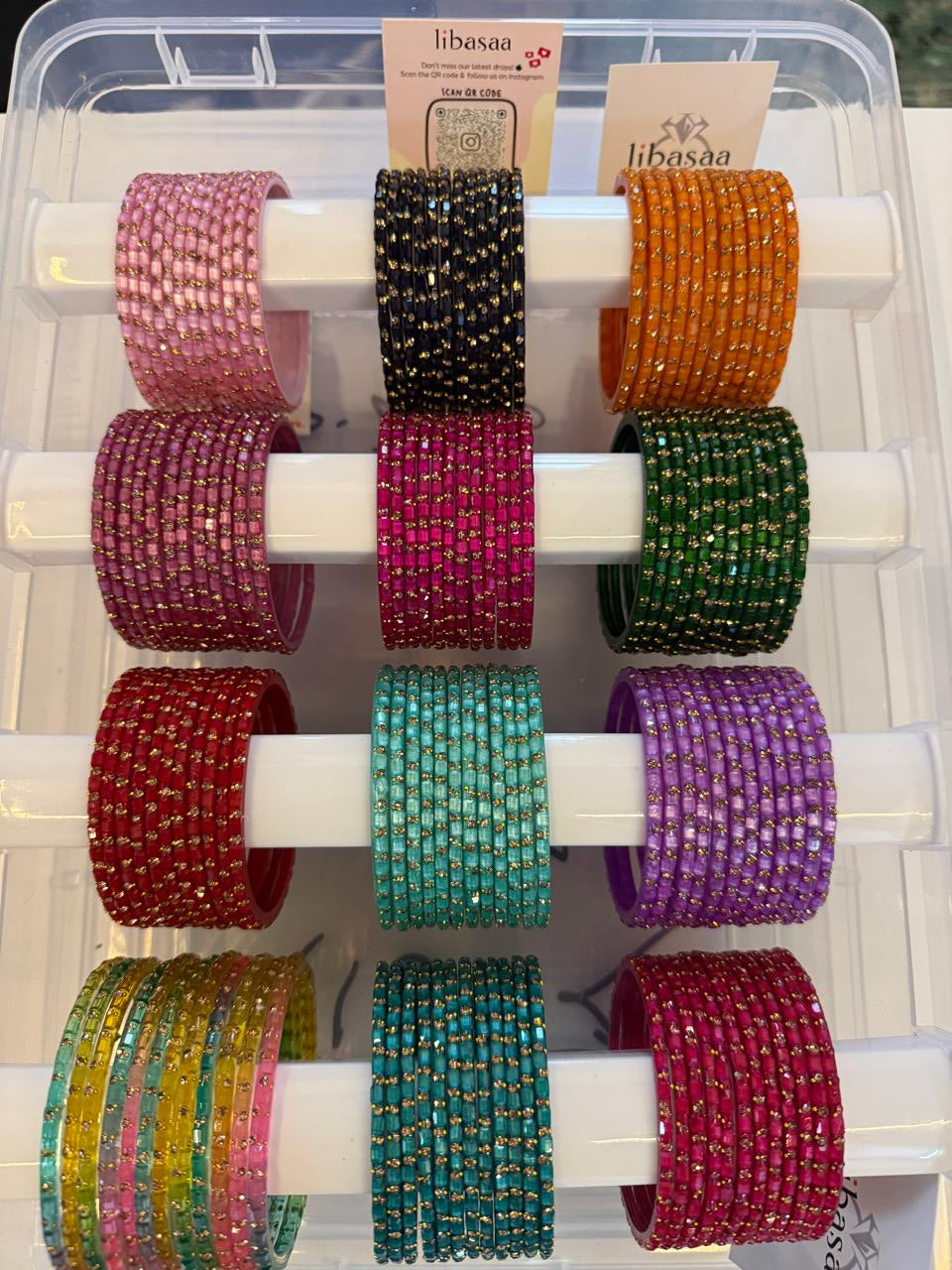 Square Stone Glass Bangles Combo Set, 12 Colors Traditional Indian Bangles Set, Bridal Bangle Elegant Indian Traditional Chudi Set for Bridal & Festive Wear