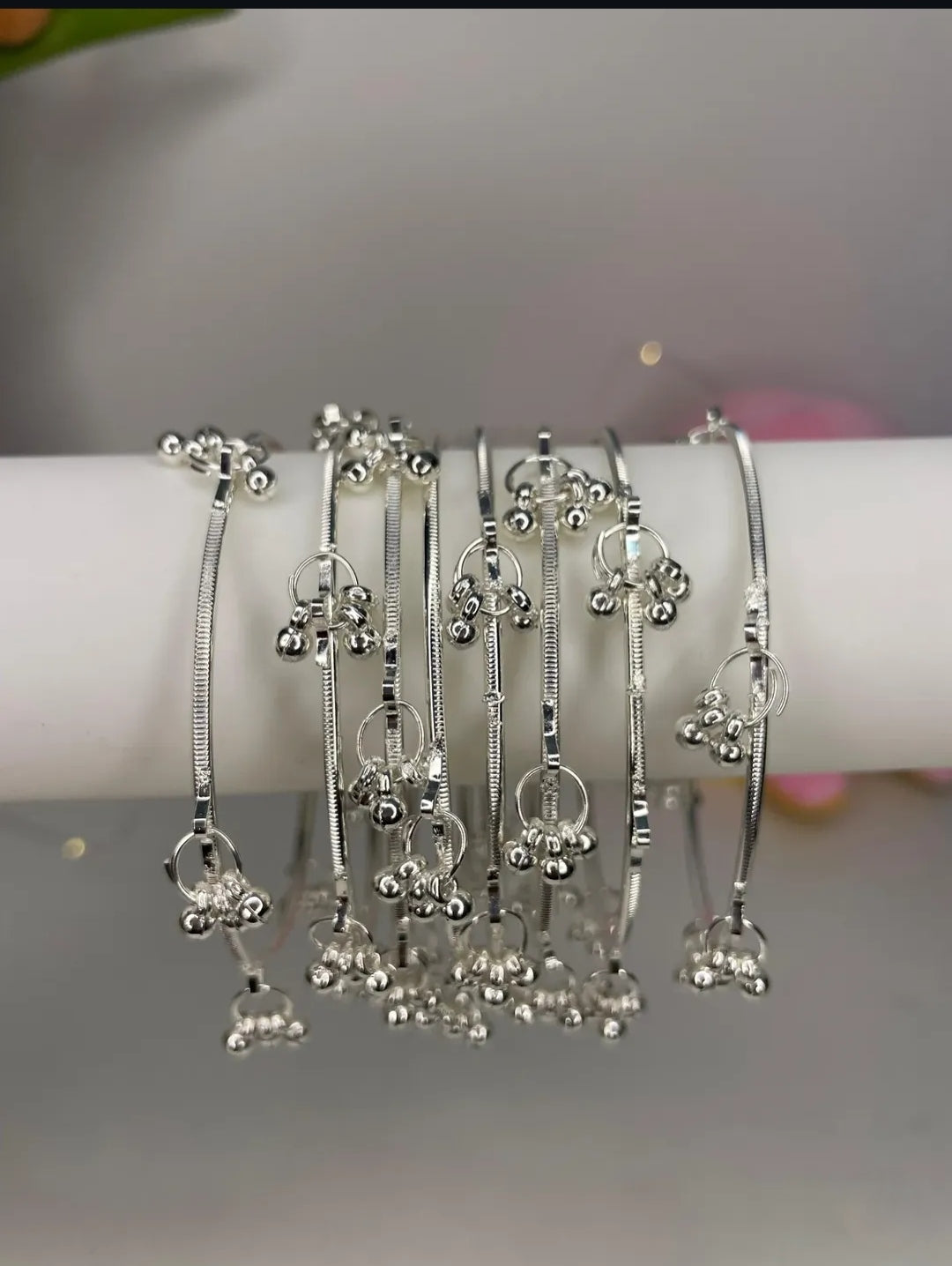 Silver Kashmiri Ghungru Bangles Set with 8 PCS | Indian Jewellery Bridal Bangle Set | Traditional Indian Bangles Set for Wedding & Festive Wear