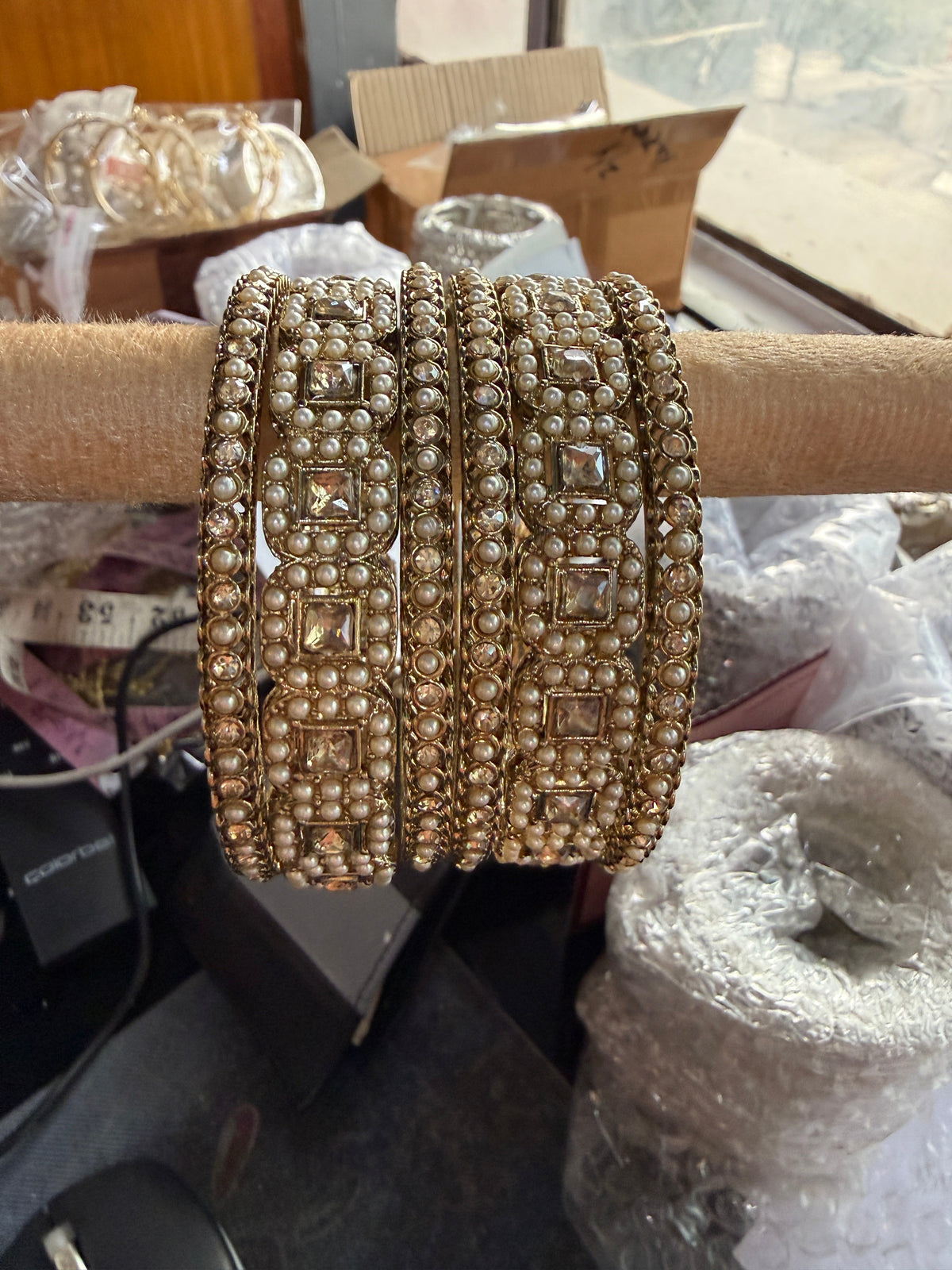 Royal Pearl Kundan Bridal Kada Set for Women | Gold Plated Wedding Bangles Set | Traditional Indian Jewelry