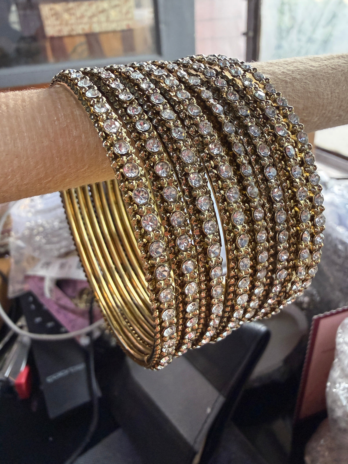 Premium Gold Plated Crystal Stone Bangles Set for Women | Traditional Indian Bridal & Party Wear Glass Bangles