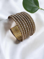 Premium Gold Plated Crystal Stone Bangles Set for Women | Traditional Indian Bridal & Party Wear Glass Bangles