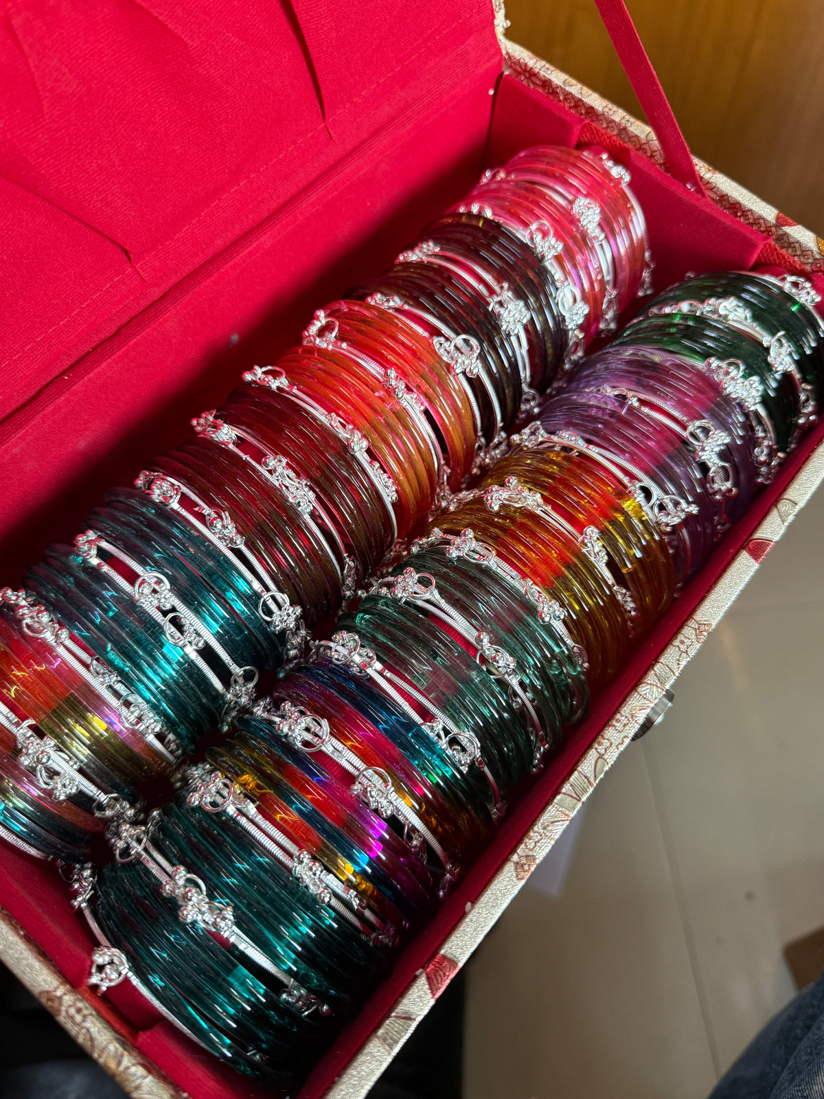 Jelly Glossy Glass Crystal Silver Kashmiri Ghunghroo Bangles Set for Women | Colorful Transparent Korean Style Bangles Combo | 12 Vibrant Colour 8 Bangles Per Packet Trendy Fashion Chudi Set