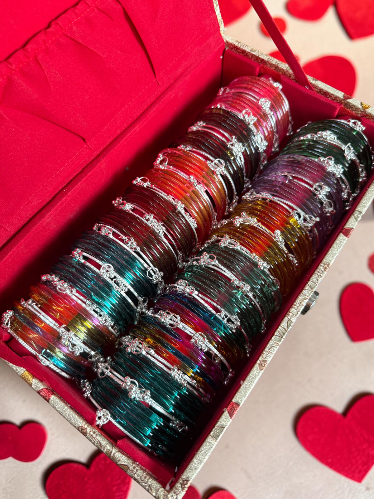 Jelly Glossy Glass Crystal Silver Kashmiri Ghunghroo Bangles Set for Women | Colorful Transparent Korean Style Bangles Combo | 12 Vibrant Colour 8 Bangles Per Packet Trendy Fashion Chudi Set