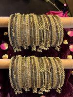 Raindrop Bridal Bangle Set for Women | Red & GoldKashmiri Ghunghroo with Stone Work | Premium Wedding Bangles Collection