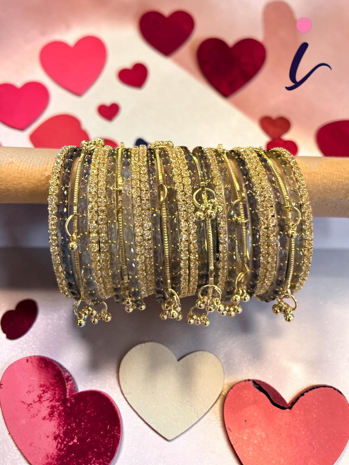 Raindrop Bridal Bangle Set for Women | Red & GoldKashmiri Ghunghroo with Stone Work | Premium Wedding Bangles Collection