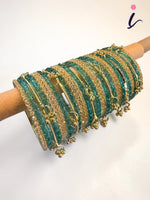 Raindrop Bridal Bangle Set for Women | Red & GoldKashmiri Ghunghroo with Stone Work | Premium Wedding Bangles Collection