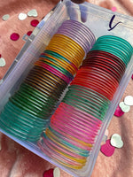 Jelly Glossy Glass Crystal Bangles Set for Women | Colorful Transparent Korean Style Bangles Combo | 12 Vibrant Colour 8 Bangles Per Packet Trendy Fashion Chudi Set