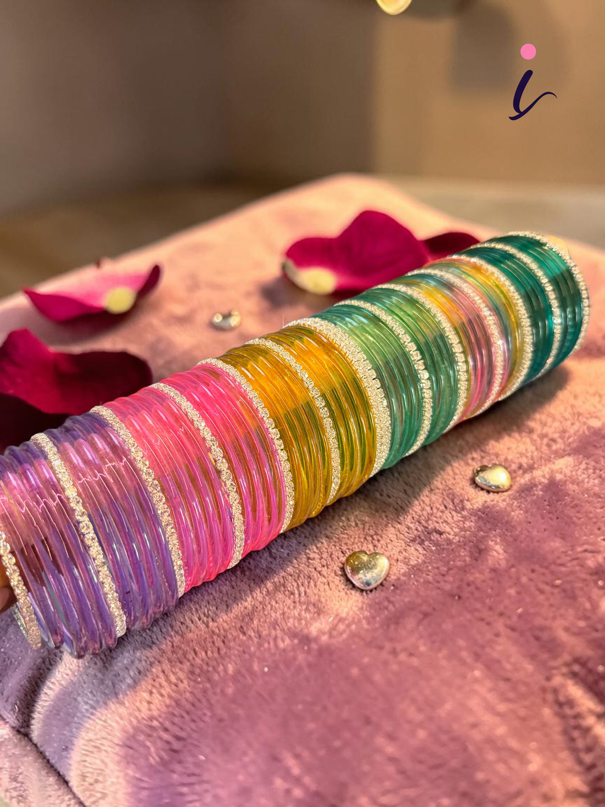 Silver Stone Jelly Glass Bangles Set –6 Vibrant Colours | 8 Bangles Per Packet | Trendy Fashion Chudi Set for Women & Girl