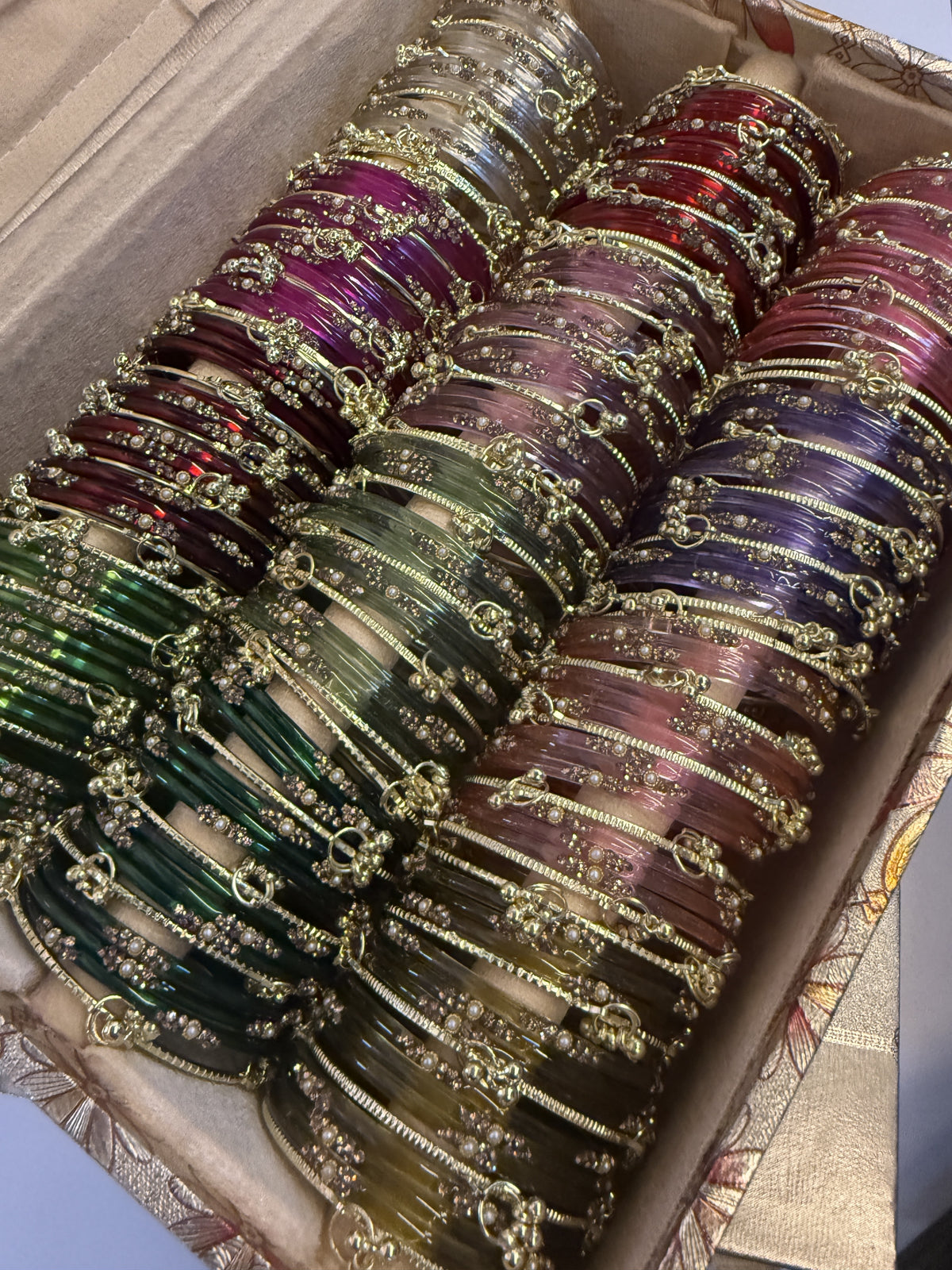 Plain Motifs Glass Bangles With New Kashmiri Ghunghroo Bangles Combo of Set 12 Colours Box | 60 PcsKashmiri Ghunghroo Bangles Indian Bangles Set & Jewelry