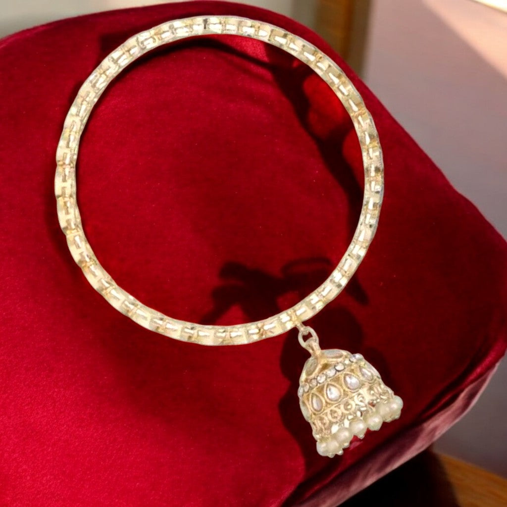 Golden Teardrop Indian Bangle With Jhumki Jewelry