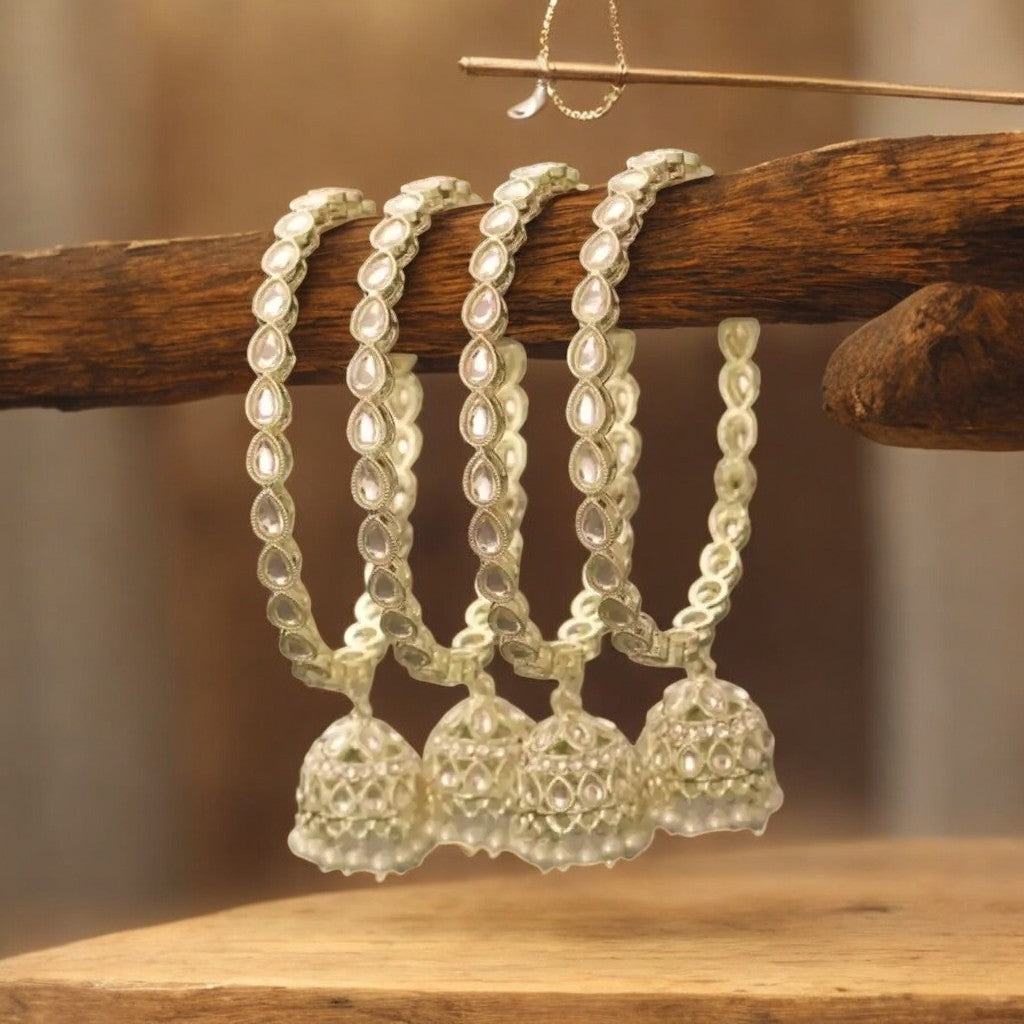 Golden Teardrop Indian Bangle With Jhumki Jewelry