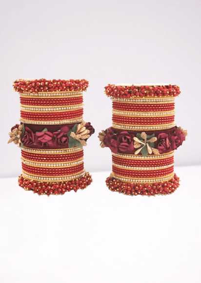 Floral Bridal Bangles Set For Women / Girls / Indian Bangles / Bridal Jewelry / Bridesmaids Gifts / Indian Jewelry / Bollywood Set for Girls - Libasaa