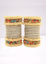 Indian bangle set , Bridal bangles, Metal bangles, Traditional wedding jewelry, Pearls and Stones Bridal Bangle Set for Women - Libasaa