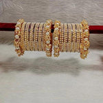 Gold plated pearl cluster bangle set, Indian bangles, Cluster bangles, Wedding bridal handmade bangles, Traditional bangles, Gift for women - Libasaa