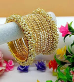 Gold plated pearl cluster bangle set, Indian bangles, Cluster bangles, Wedding bridal handmade bangles, Traditional bangles, Gift for women - Libasaa