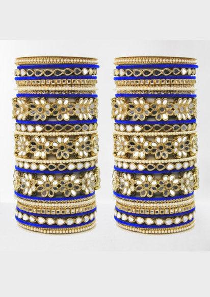 Beautiful Mirror work Silk thread Bangle Set, Wedding Jewelry, Bridesmaid Gift, Indian Wedding Bangle, Silk Thread Bangles with Flower kada - Libasaa