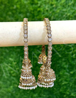 Antique Gold Reverse AD premium latkan jhumki bangle set , Jhumki bangles, kangans, Churiya Bangle Set, Gold Indian Bangles. Pack of 2 - Libasaa