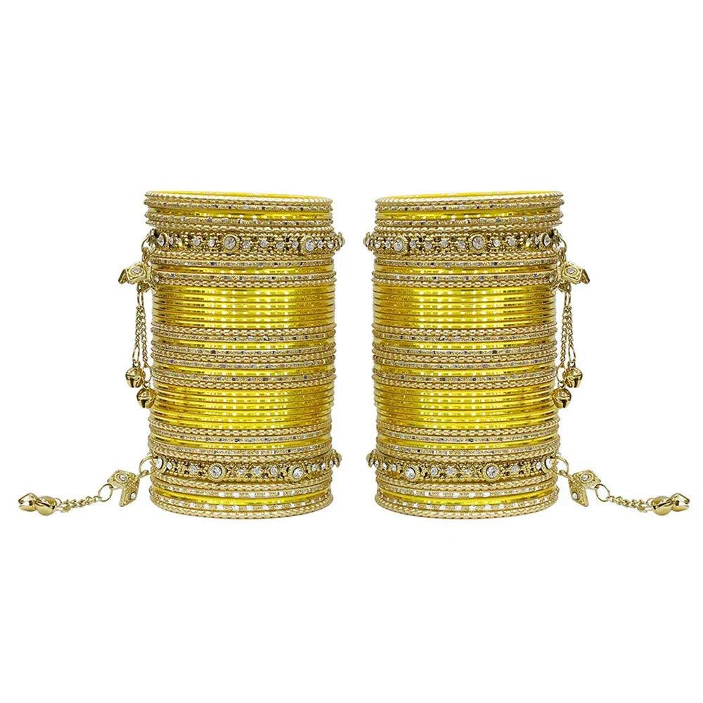 Indian Bangles, Indian Bangle Set, Bridal bangles, Traditional Brass Non Precious Metal Bangle Set For Women & Girls - Libasaa