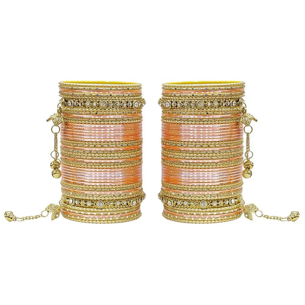 Indian Bangles, Indian Bangle Set, Bridal bangles, Traditional Brass Non Precious Metal Bangle Set For Women & Girls - Libasaa