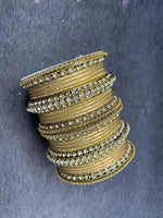 Gold Kada Bangle Set with stone work , Wedding bangles, Indian Jewelry - Libasaa