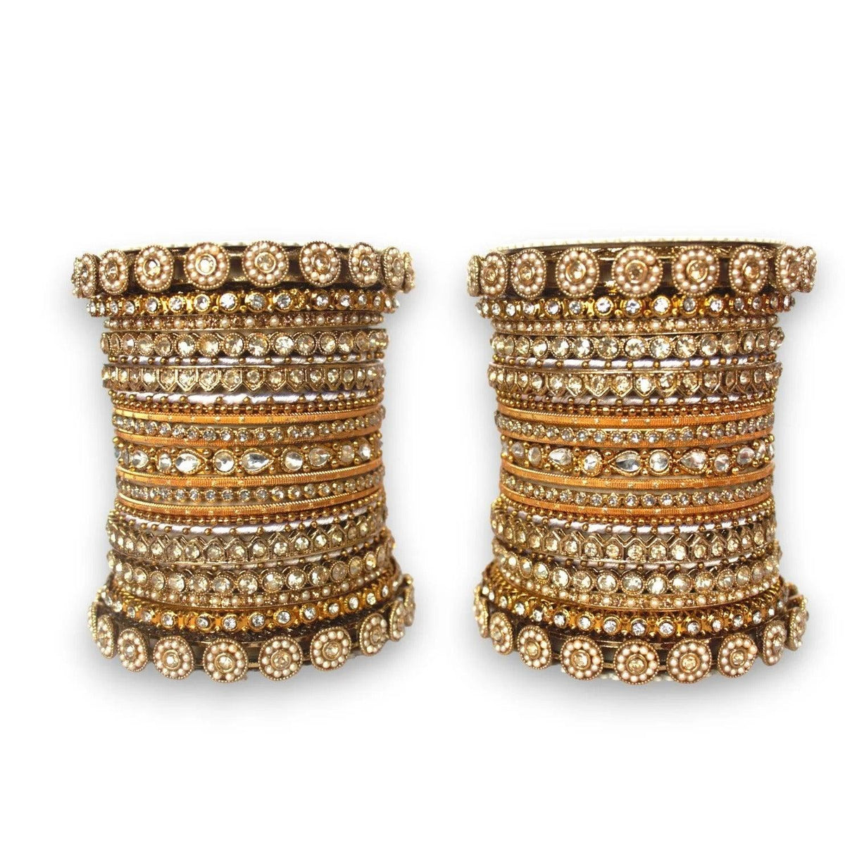 Thread Bangle Set, Kundan, Stones & Silk Threads Bridal Bangle Set for Women, Indian Bollywood Jewelry, Set of 2 - Libasaa