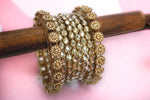 Kundan Kada Set, Indian Bangle Set, Thread Bangle Set, Kundan, Stones & Silk Threads Bridal Bangle Set for Women, Set of 2 for Both Hands - Libasaa