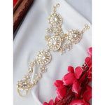 Bridal Kundan Stones Pearl Adjustable Haath Phool, Bridal Hand Harness, Kundan Stones Ring Bracelet, Indian Jewelry, Gift for Her, Set of 2 - Libasaa