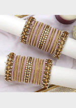 Velvet Bridal Bangles Set With Kundan Pearl Bangles, Indian Pakistani Bridal Bangles With Kundan Velvet Bridal Bangles Lightweight Jewelry - Libasaa