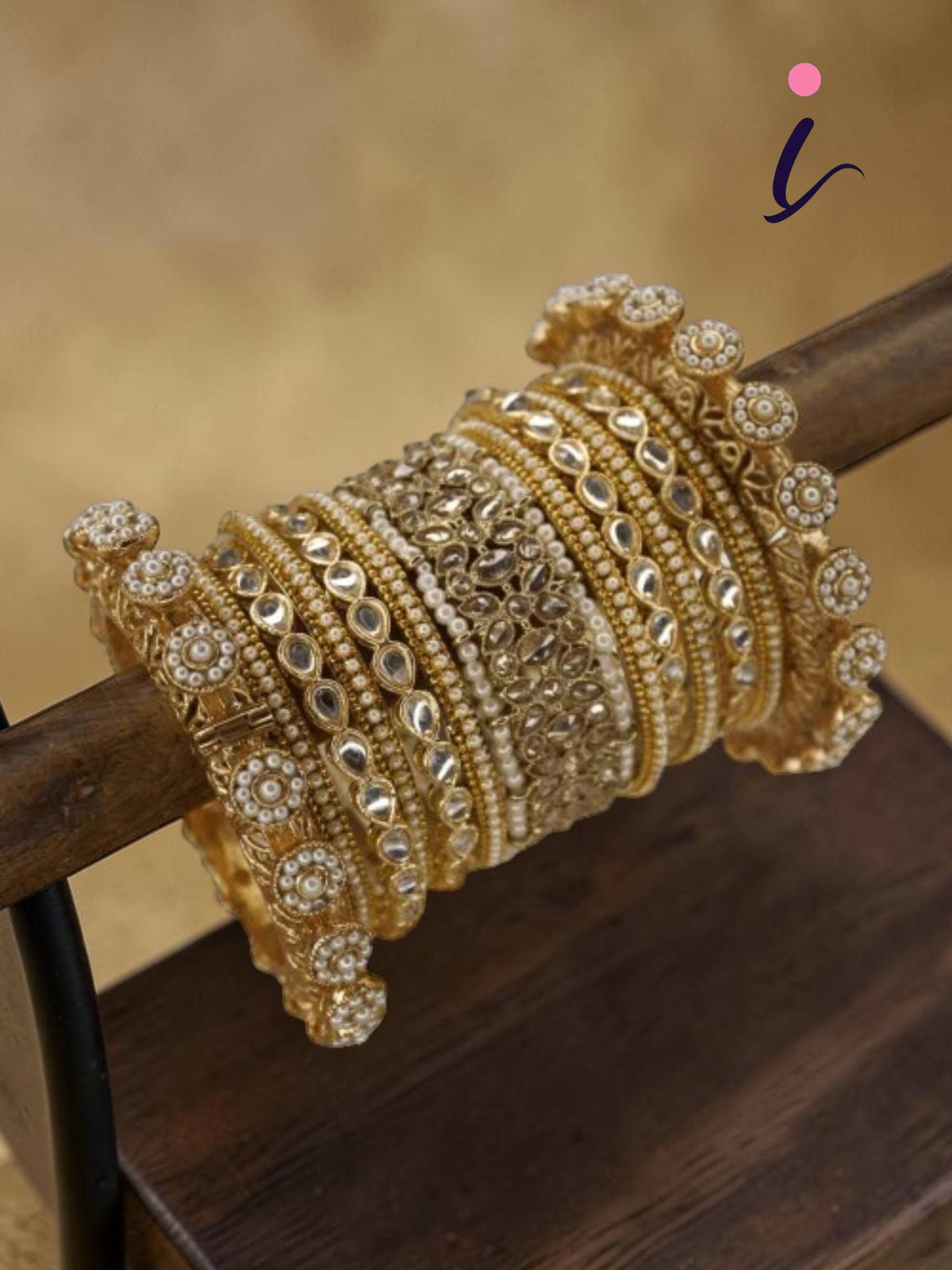 Gold Ranisa Bangle Set with Kundan pearl kada, Bridal bangles, Bridal Choora Set Wedding Eid Karwachauth Navratri Bollywood Choora