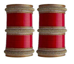 Red and Golden Color With White Pearls, Golden and Silver Stones. Designer Chura Bridal Dulhan Punjabi Choora Fashion Jewellery Chuda Set