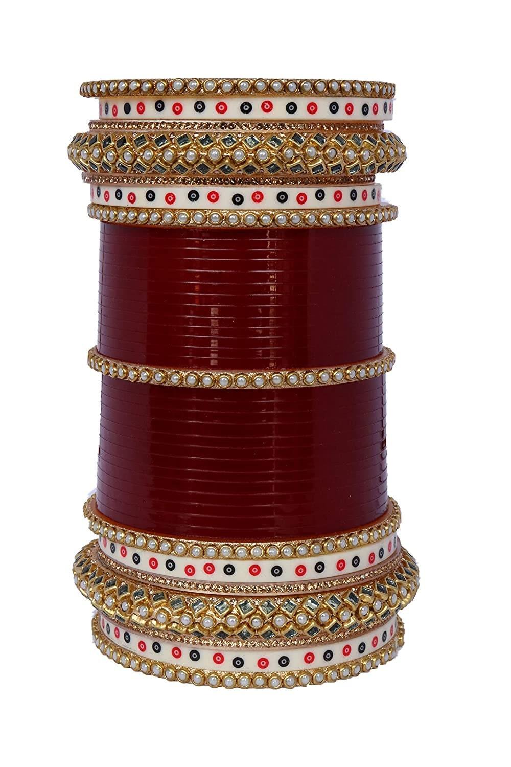 Maroon Bridal Punjabi Choora Indian Wedding Wear for Girls and Women. Gives you Royal look.