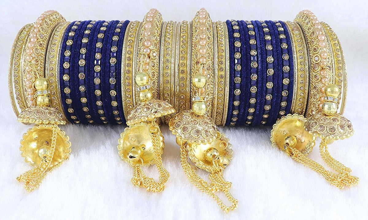 Bollywood Polki Kundan finish Jhumka Pearl Bangles Set(2 PC) Punjabi Pearl bangles Bridal bangles/ wedding indian jewelry