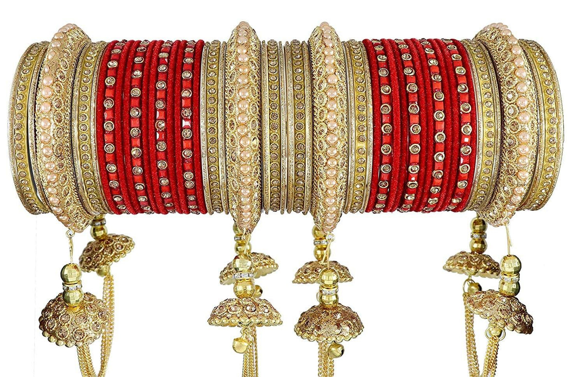 Bollywood Polki Kundan finish Jhumka Pearl Bangles Set(2 PC) Punjabi Pearl bangles Bridal bangles/ wedding indian jewelry