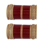 Golden Maroon Designer Chura Bridal Punjabi Choora Fashion Jewellery Chuda Set