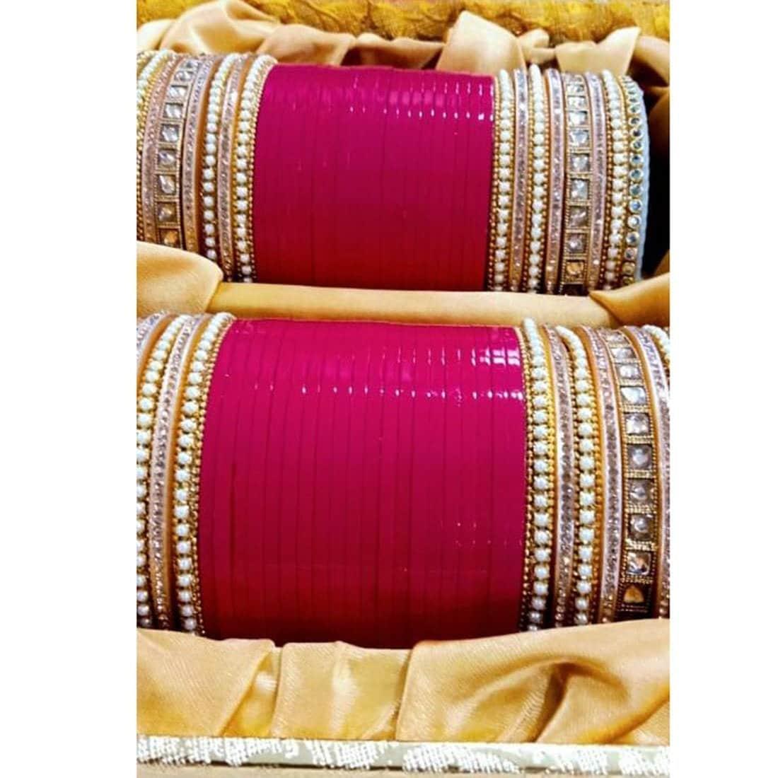 Pink Bridal Punjabi Choora Wedding Wear Chuda Set for Indian Wedding, Punjabi Choora Indian Jewelry Chuda Set