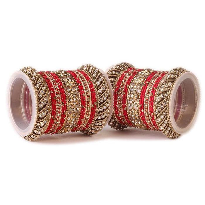 Handmade Indian Bangle Set, Silk Thread Stone Bangle Set 42 Psc, Bridal Bangles, Traditional Bangle Set for Women, Indian Wedding Bangles
