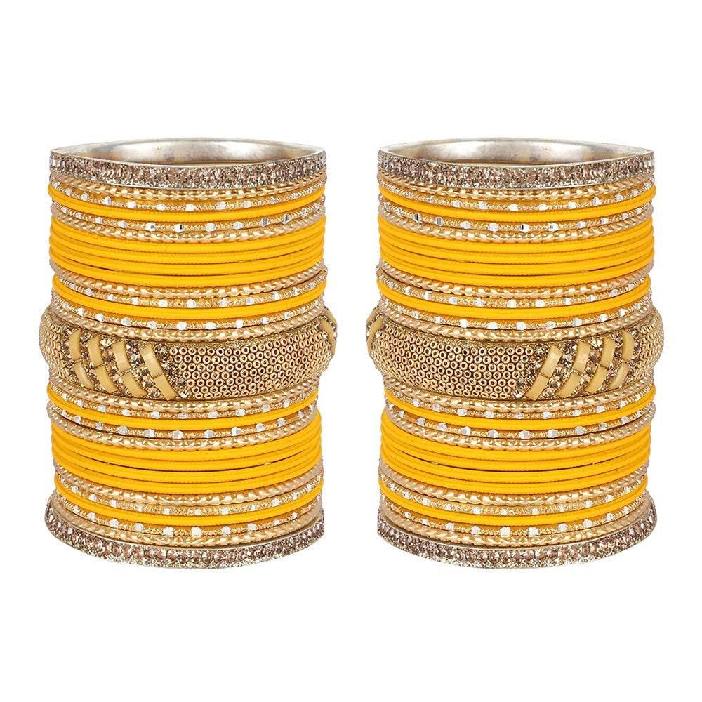 Indian Bangles / Indian Bangle Set / Bridal Bangles / Indian Jewelry / Traditional Brass Metal Crystal Bangle Set For Women & Girls