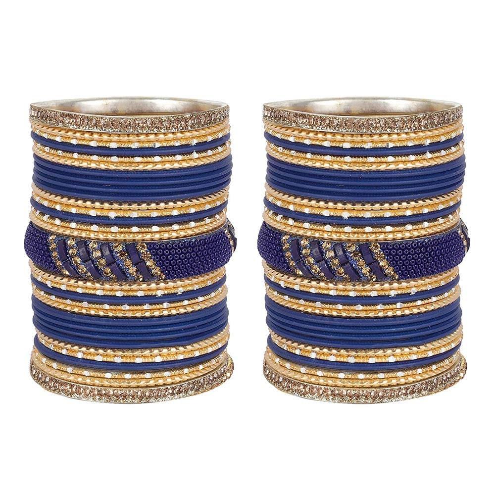 Indian Bangles / Indian Bangle Set / Bridal Bangles / Indian Jewelry / Traditional Brass Metal Crystal Bangle Set For Women & Girls
