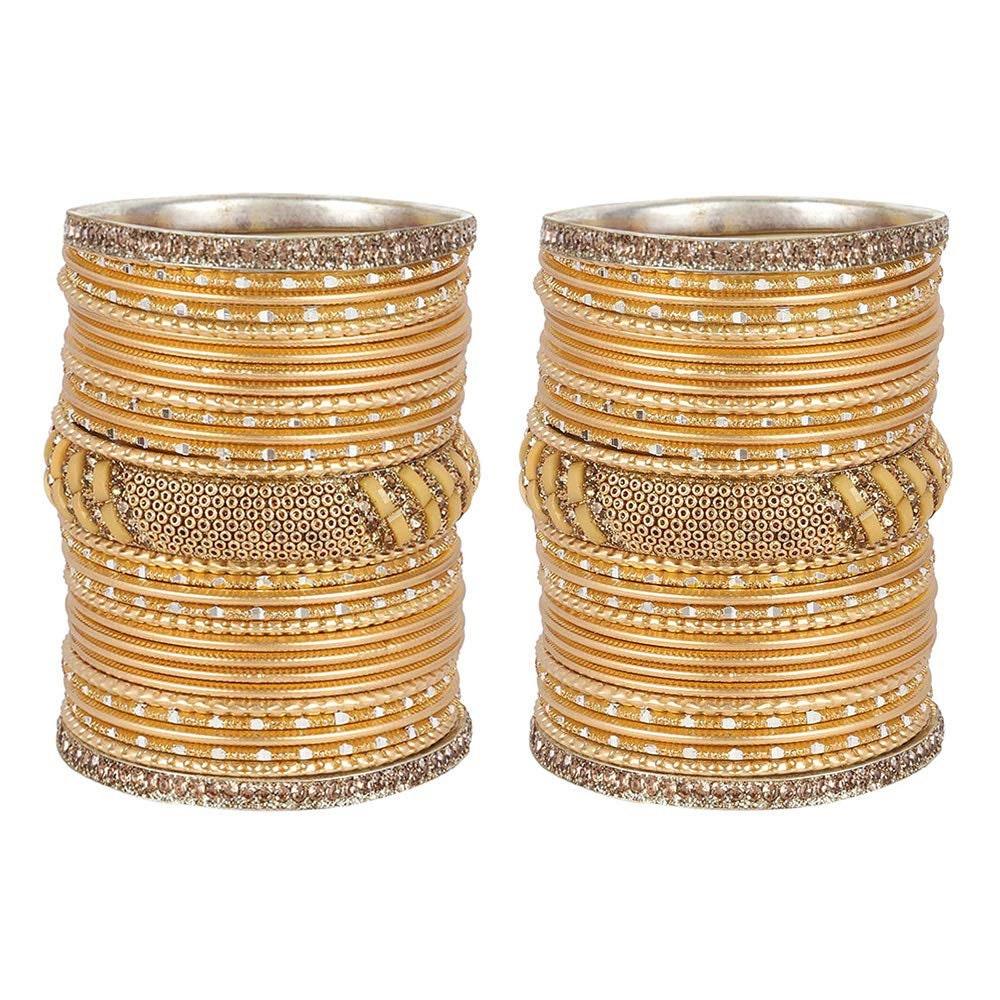 Indian Bangles / Indian Bangle Set / Bridal Bangles / Indian Jewelry / Traditional Brass Metal Crystal Bangle Set For Women & Girls