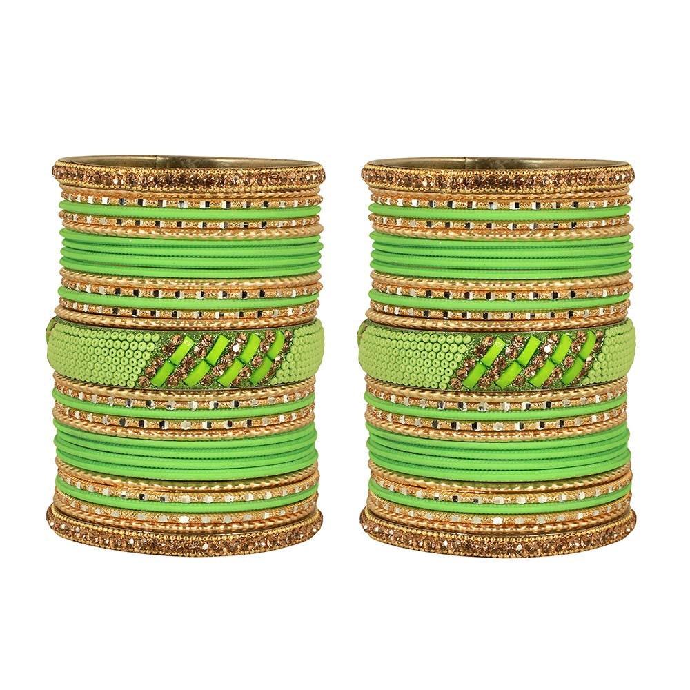 Indian Bangles / Indian Bangle Set / Bridal Bangles / Indian Jewelry / Traditional Brass Metal Crystal Bangle Set For Women & Girls