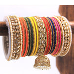 Indian Wedding Bangles With Stone Work Wedding Bangles Indian Jewelry with Jhumki Border